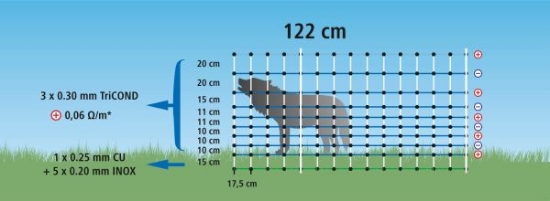 Fotografija izdelka Palica za mrežo, 145 cm, dvojna konica, bela