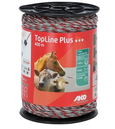 žica za pašne ograje, TopLine Plus, AKO žica, električna ograja, TriCOND, visoka prevodnost, ograjna žica, pašnik, bela rdeča žica, dolge ograje