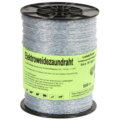 pletenica za pašne ograje, električna ograja pletenica, pletenica za el pastir, ograjna pletenica 500 m, pocinkana jeklena pletenica, visoko prevodna pletenica, dodatki za električne ograje, ograja za pašo, pletenica za živino