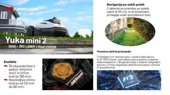 Fotografija izdelka Robotska kosilnica YUKA mini 2 1000 + gratis hiška do 31.8.2026