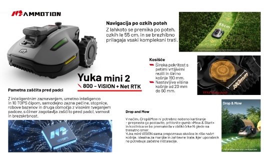 Fotografija izdelka Robotska kosilnica YUKA mini 2 800 + gratis hiška do 31.8.2026