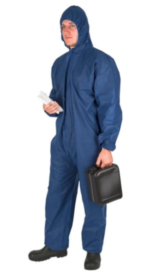 Fotografija izdelka Zaščitna obleka s kapuco za enkratno uporabo - M, modra