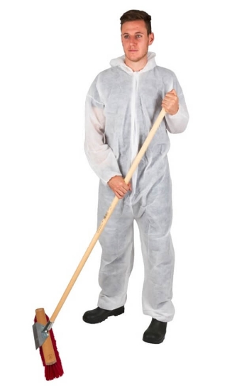 Fotografija izdelka Zaščitna obleka s kapuco za enkratno uporabo - L, bela