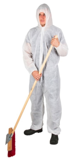 Fotografija izdelka Zaščitna obleka s kapuco za enkratno uporabo - XXL, bela