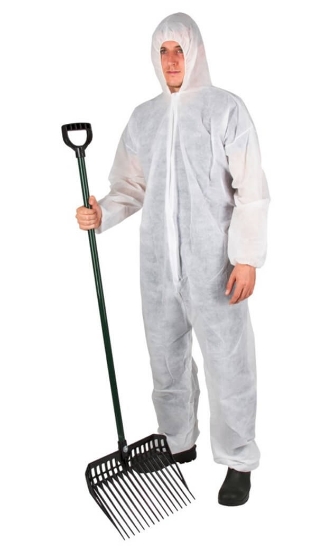 Fotografija izdelka Zaščitna obleka s kapuco za enkratno uporabo - XXL, bela